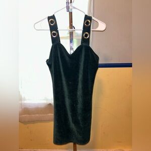 Wild Fable Medium Emerald Green O Ring Corduroy Velour Velvet Soft Mini Dress